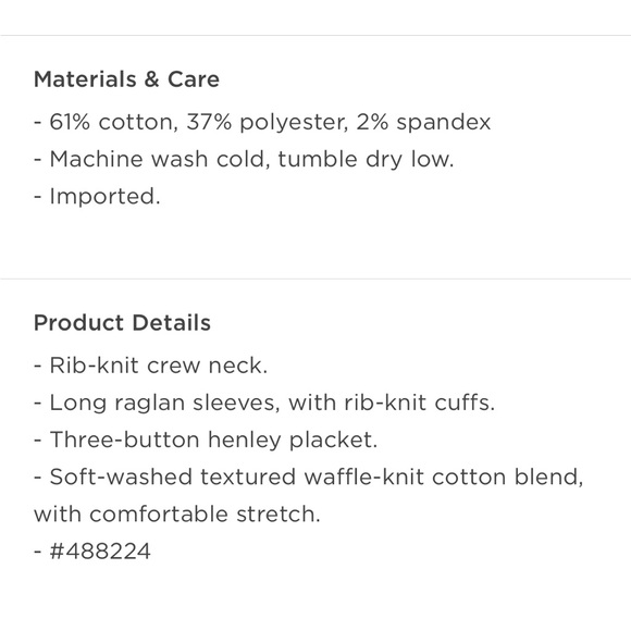 NWT Old Navy Thermal Knit Raglan-Sleeve Henley - XXL - Picture 7 of 7